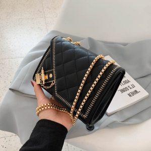 Luxury Quilted Flap Bags Black/White Designer Brand Sewing-thread Lock Crossbody/Shoulder Bags Soft Leather Chain Women Handbags