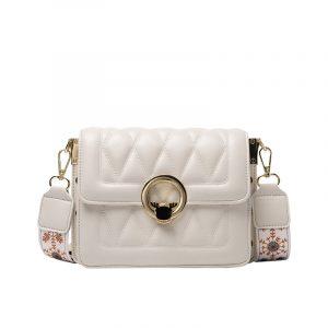 Luxury Lady Messenger Bags White/Black Designer Brand Quilted Flap Bags Printed Wide-strap Crossbody/Shoulder Bags For Women